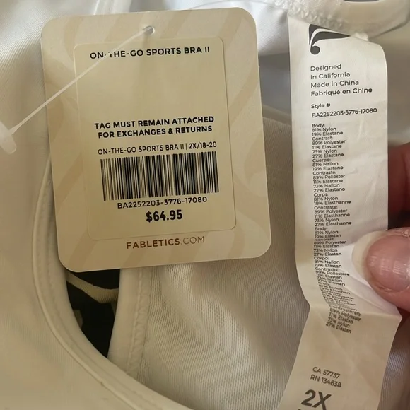 NWT lot of Fabletics White and Animal Print Sports bra - Picture 3 of 9